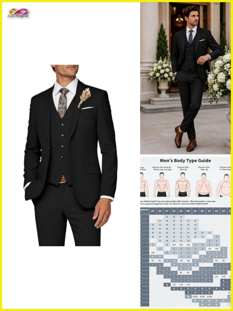 Men's 3 Piece Slim Fit Suit Set For Business Wedding Prom Tuxedo